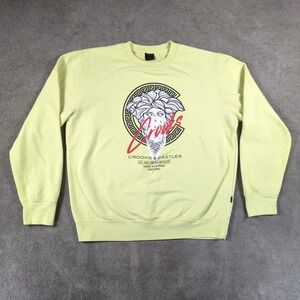 Crooks & Castles Sweatshirt Men XL Beige All Hail The Ruling Elite Graphic Print